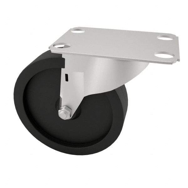 E.R. Wagner - 4" Diam x 1-1/4" Wide x 4-11/16" OAH Top Plate Mount Swivel Caster with Brake - Polyolefin, 255 Lb Capacity, Plain Bearing, 2-3/4 x 3-3/4" Plate - Americas Industrial Supply