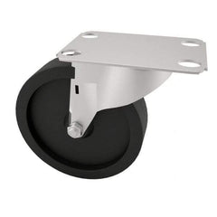 E.R. Wagner - 4" Diam x 1-1/4" Wide x 4-11/16" OAH Top Plate Mount Swivel Caster with Brake - Polyolefin, 255 Lb Capacity, Plain Bearing, 2-3/4 x 3-3/4" Plate - Americas Industrial Supply