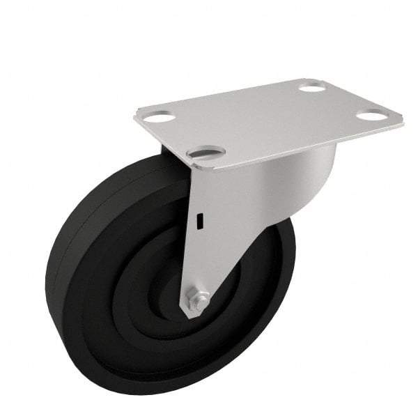 E.R. Wagner - 5" Diam x 1-1/4" Wide x 5-5/8" OAH Top Plate Mount Swivel Caster with Brake - Polyolefin, 280 Lb Capacity, Plain Bearing, 2-3/4 x 3-3/4" Plate - Americas Industrial Supply