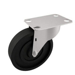 E.R. Wagner - 5" Diam x 1-1/4" Wide x 5-5/8" OAH Top Plate Mount Swivel Caster with Brake - Polyolefin, 280 Lb Capacity, Plain Bearing, 2-3/4 x 3-3/4" Plate - Americas Industrial Supply
