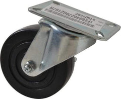 E.R. Wagner - 4" Diam x 1-3/8" Wide x 5-1/16" OAH Top Plate Mount Swivel Caster with Brake - Polyolefin, 300 Lb Capacity, Plain Bearing, 3-1/8 x 4-1/8" Plate - Americas Industrial Supply