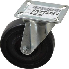 E.R. Wagner - 5" Diam x 1-3/8" Wide x 6-1/16" OAH Top Plate Mount Swivel Caster with Brake - Polyolefin, 350 Lb Capacity, Plain Bearing, 3-1/8 x 4-1/8" Plate - Americas Industrial Supply