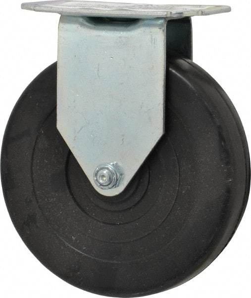 E.R. Wagner - 5" Diam x 1-1/4" Wide x 5-5/8" OAH Top Plate Mount Rigid Caster - Soft Rubber, 190 Lb Capacity, Delrin Bearing, 2-3/4 x 3-3/4" Plate - Americas Industrial Supply