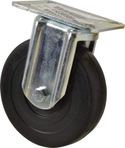 E.R. Wagner - 5" Diam x 1-3/8" Wide x 6-1/16" OAH Top Plate Mount Rigid Caster - Soft Rubber, 240 Lb Capacity, Delrin Bearing, 3-1/8 x 4-1/8" Plate - Americas Industrial Supply