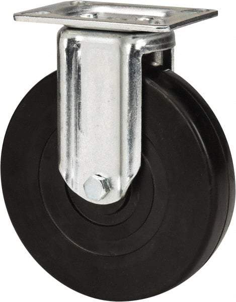 E.R. Wagner - 6" Diam x 1-3/8" Wide x 7-1/16" OAH Top Plate Mount Rigid Caster - Soft Rubber, 280 Lb Capacity, Delrin Bearing, 3-1/8 x 4-1/8" Plate - Americas Industrial Supply