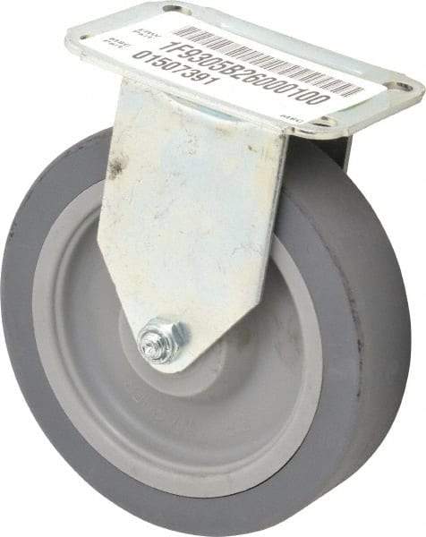 E.R. Wagner - 5" Diam x 1-1/4" Wide x 5-5/8" OAH Top Plate Mount Rigid Caster - TPR, 190 Lb Capacity, Delrin Bearing, 2-3/4 x 3-3/4" Plate - Americas Industrial Supply