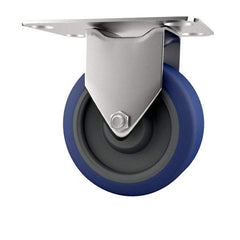 E.R. Wagner - 5" Diam x 1-1/4" Wide x 5-5/8" OAH Top Plate Mount Rigid Caster - Polyurethane, 280 Lb Capacity, Delrin Bearing, 2-3/4 x 3-3/4" Plate - Americas Industrial Supply