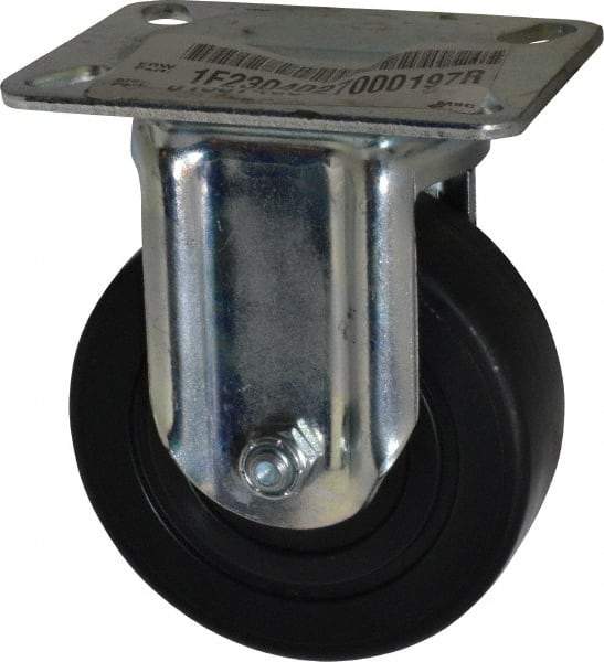 E.R. Wagner - 4" Diam x 1-3/8" Wide x 5-1/16" OAH Top Plate Mount Rigid Caster - Polyolefin, 300 Lb Capacity, Plain Bearing, 3-1/8 x 4-1/8" Plate - Americas Industrial Supply