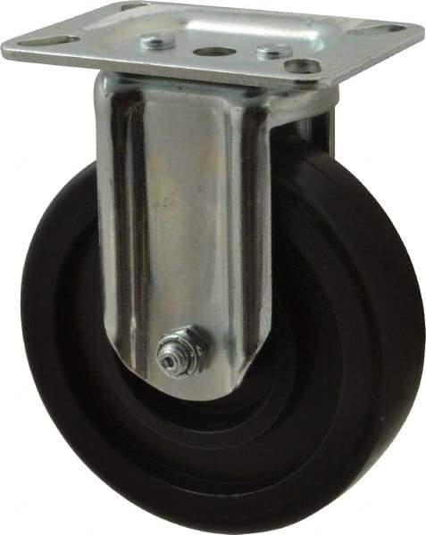 E.R. Wagner - 5" Diam x 1-3/8" Wide x 6-1/16" OAH Top Plate Mount Rigid Caster - Polyolefin, 350 Lb Capacity, Plain Bearing, 3-1/8 x 4-1/8" Plate - Americas Industrial Supply