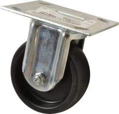 E.R. Wagner - 4" Diam x 1-3/8" Wide x 5-1/16" OAH Top Plate Mount Rigid Caster - Polyolefin, 300 Lb Capacity, Roller Bearing, 3-3/4 x 4-5/8" Plate - Americas Industrial Supply