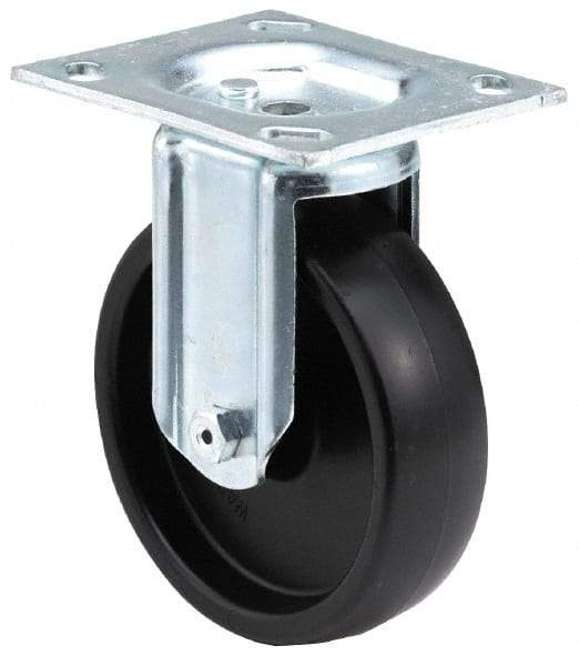 E.R. Wagner - 4" Diam x 1-1/4" Wide x 4-11/16" OAH Top Plate Mount Rigid Caster - TPR, 165 Lb Capacity, Delrin Bearing, 2-3/4 x 3-3/4" Plate - Americas Industrial Supply