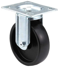 E.R. Wagner - 4" Diam x 1-1/4" Wide x 4-11/16" OAH Top Plate Mount Rigid Caster - TPR, 165 Lb Capacity, Delrin Bearing, 2-3/4 x 3-3/4" Plate - Americas Industrial Supply