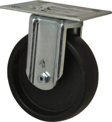 E.R. Wagner - 5" Diam x 1-3/8" Wide x 6-1/16" OAH Top Plate Mount Rigid Caster - Polyolefin, 350 Lb Capacity, Roller Bearing, 3-3/4 x 4-5/8" Plate - Americas Industrial Supply