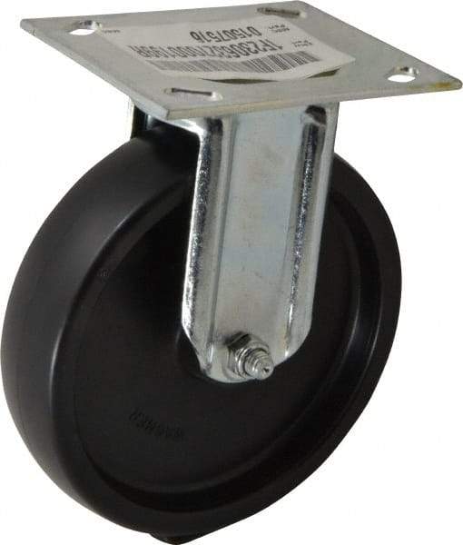E.R. Wagner - 6" Diam x 1-3/8" Wide x 7-1/16" OAH Top Plate Mount Rigid Caster - Polyolefin, 400 Lb Capacity, Roller Bearing, 3-3/4 x 4-5/8" Plate - Americas Industrial Supply