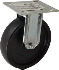 E.R. Wagner - 6" Diam x 1-3/8" Wide x 7-1/16" OAH Top Plate Mount Rigid Caster - Polyolefin, 400 Lb Capacity, Roller Bearing, 3-3/4 x 4-5/8" Plate - Americas Industrial Supply