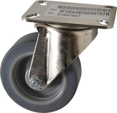 E.R. Wagner - 4" Diam x 1-1/2" Wide x 5-3/8" OAH Top Plate Mount Swivel Caster - TPR, 200 Lb Capacity, Delrin Bearing, 3-1/8 x 4-1/8" Plate - Americas Industrial Supply