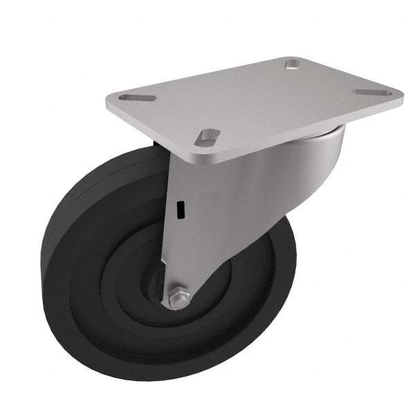 E.R. Wagner - 4" Diam x 1-1/2" Wide x 5-3/8" OAH Top Plate Mount Swivel Caster - Polyurethane, 375 Lb Capacity, Delrin Bearing, 3-1/8 x 4-1/8" Plate - Americas Industrial Supply