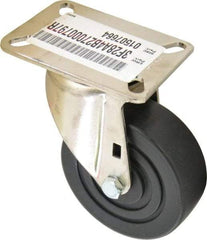 E.R. Wagner - 4" Diam x 1-3/8" Wide x 5-3/8" OAH Top Plate Mount Swivel Caster - Polyolefin, 375 Lb Capacity, Delrin Bearing, 3-1/8 x 4-1/8" Plate - Americas Industrial Supply