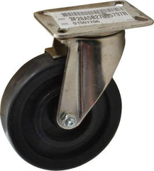 E.R. Wagner - 5" Diam x 1-3/8" Wide x 6-3/8" OAH Top Plate Mount Swivel Caster with Brake - Polyolefin, 450 Lb Capacity, Delrin Bearing, 3-1/8 x 4-1/8" Plate - Americas Industrial Supply