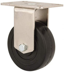 E.R. Wagner - 4" Diam x 1-3/8" Wide x 5-3/8" OAH Top Plate Mount Rigid Caster - Soft Rubber, 200 Lb Capacity, Delrin Bearing, 3-1/8 x 4-1/8" Plate - Americas Industrial Supply