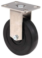 E.R. Wagner - 6" Diam x 1-3/8" Wide x 7-3/8" OAH Top Plate Mount Rigid Caster - Polyolefin, 450 Lb Capacity, Delrin Bearing, 3-1/8 x 4-1/8" Plate - Americas Industrial Supply