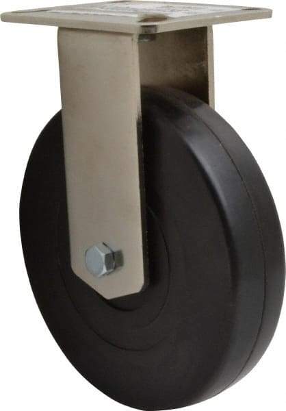 E.R. Wagner - 6" Diam x 1-3/8" Wide x 7-3/8" OAH Top Plate Mount Rigid Caster - Soft Rubber, 280 Lb Capacity, Delrin Bearing, 3-1/8 x 4-1/8" Plate - Americas Industrial Supply