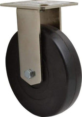 E.R. Wagner - 6" Diam x 1-3/8" Wide x 7-3/8" OAH Top Plate Mount Rigid Caster - Soft Rubber, 280 Lb Capacity, Delrin Bearing, 3-1/8 x 4-1/8" Plate - Americas Industrial Supply