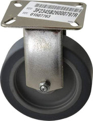 E.R. Wagner - 5" Diam x 1-1/2" Wide x 6-3/8" OAH Top Plate Mount Rigid Caster - TPR, 240 Lb Capacity, Delrin Bearing, 3-1/8 x 4-1/8" Plate - Americas Industrial Supply