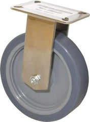 E.R. Wagner - 6" Diam x 1-1/2" Wide x 7-3/8" OAH Top Plate Mount Rigid Caster - TPR, 280 Lb Capacity, Delrin Bearing, 3-1/8 x 4-1/8" Plate - Americas Industrial Supply