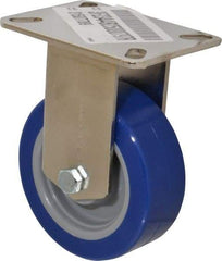 E.R. Wagner - 4" Diam x 1-1/2" Wide x 5-3/8" OAH Top Plate Mount Rigid Caster - Polyurethane, 375 Lb Capacity, Delrin Bearing, 3-1/8 x 4-1/8" Plate - Americas Industrial Supply