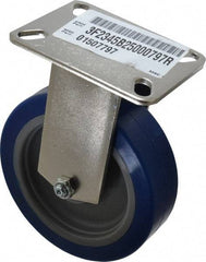 E.R. Wagner - 5" Diam x 1-1/2" Wide x 6-3/8" OAH Top Plate Mount Rigid Caster - Polyurethane, 450 Lb Capacity, Delrin Bearing, 3-1/8 x 4-1/8" Plate - Americas Industrial Supply