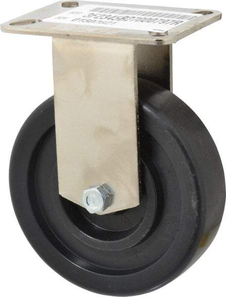 E.R. Wagner - 5" Diam x 1-3/8" Wide x 6-3/8" OAH Top Plate Mount Rigid Caster - Polyolefin, 450 Lb Capacity, Plastic Bearing, 3-1/8 x 4-1/8" Plate - Americas Industrial Supply