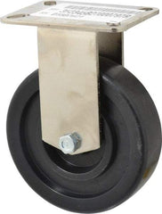 E.R. Wagner - 5" Diam x 1-3/8" Wide x 6-3/8" OAH Top Plate Mount Rigid Caster - Polyolefin, 450 Lb Capacity, Plastic Bearing, 3-1/8 x 4-1/8" Plate - Americas Industrial Supply