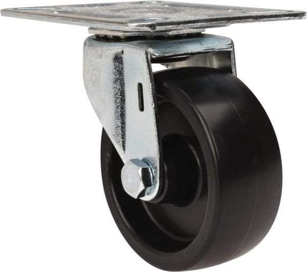 E.R. Wagner - 3" Diam x 1-1/4" Wide x 3-3/4" OAH Top Plate Mount Swivel Caster - Polyolefin, 210 Lb Capacity, Plain Bearing, 3-1/8 x 4-1/8" Plate - Americas Industrial Supply