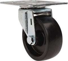 E.R. Wagner - 3" Diam x 1-1/4" Wide x 3-3/4" OAH Top Plate Mount Swivel Caster - Polyolefin, 210 Lb Capacity, Plain Bearing, 3-1/8 x 4-1/8" Plate - Americas Industrial Supply
