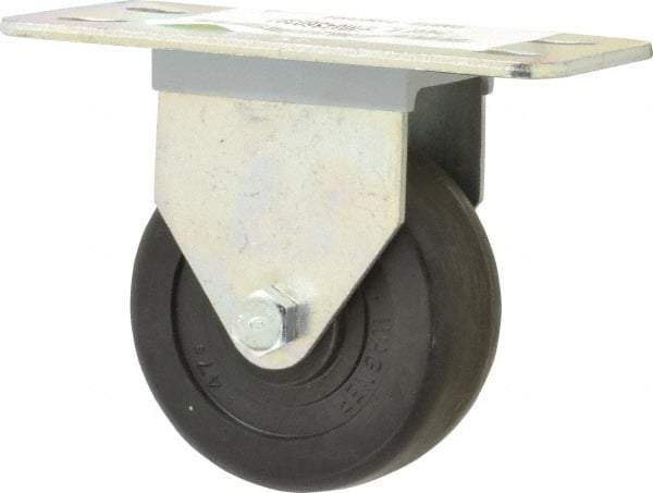 E.R. Wagner - 3" Diam x 1-1/4" Wide x 3-3/4" OAH Top Plate Mount Rigid Caster - Hard Rubber, 210 Lb Capacity, Delrin Bearing, 2-1/2 x 5" Plate - Americas Industrial Supply