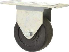 E.R. Wagner - 3" Diam x 1-1/4" Wide x 3-3/4" OAH Top Plate Mount Rigid Caster - Hard Rubber, 210 Lb Capacity, Delrin Bearing, 2-1/2 x 5" Plate - Americas Industrial Supply