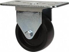 E.R. Wagner - 3" Diam x 1-1/4" Wide x 3-3/4" OAH Top Plate Mount Rigid Caster - Polyolefin, 210 Lb Capacity, Plain Bearing, 2-1/2 x 5" Plate - Americas Industrial Supply