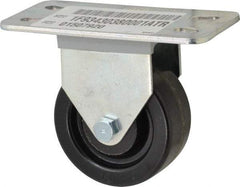 E.R. Wagner - 3" Diam x 1-1/4" Wide x 3-3/4" OAH Top Plate Mount Rigid Caster - Phenolic, 250 Lb Capacity, Plain Bearing, 2-1/2 x 5" Plate - Americas Industrial Supply