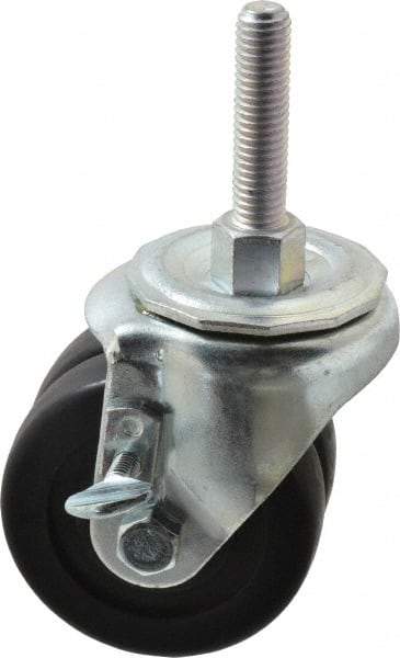 E.R. Wagner - 3" Diam x 13/16" Wide x 3-3/4" OAH Stem Mount Standard Caster - Hard Rubber, 350 Lb Capacity, Delrin Bearing, 1/2-13 x 2-1/2" Leveling Stem - Americas Industrial Supply