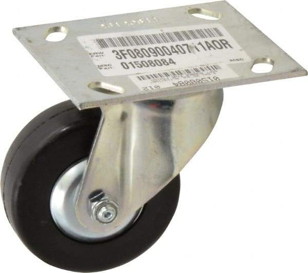 E.R. Wagner - 3-1/2" Diam x 1-1/4" Wide x 4-5/8" OAH Top Plate Mount Swivel Caster - Soft Rubber, 155 Lb Capacity, Delrin Bearing, 3-3/4 x 4-5/8" Plate - Americas Industrial Supply