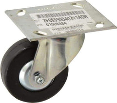 E.R. Wagner - 3-1/2" Diam x 1-1/4" Wide x 4-5/8" OAH Top Plate Mount Swivel Caster - Soft Rubber, 155 Lb Capacity, Delrin Bearing, 3-3/4 x 4-5/8" Plate - Americas Industrial Supply