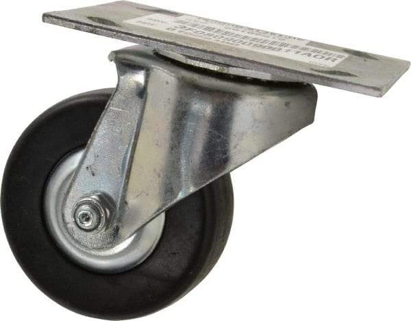 E.R. Wagner - 3-1/2" Diam x 1-1/4" Wide x 4-5/8" OAH Top Plate Mount Swivel Caster - Hard Rubber, 250 Lb Capacity, Delrin Bearing, 3-3/4 x 4-5/8" Plate - Americas Industrial Supply