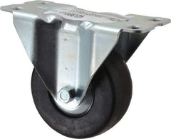 E.R. Wagner - 4" Diam x 1-5/8" Wide x 5" OAH Top Plate Mount Rigid Caster - Hard Rubber, 400 Lb Capacity, Delrin Bearing, 3-3/16 x 6-5/32" Plate - Americas Industrial Supply