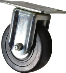 E.R. Wagner - 4" Diam x 1-3/8" Wide x 5-1/16" OAH Top Plate Mount Rigid Caster - Soft Rubber, 200 Lb Capacity, Delrin Bearing, 3-1/8 x 4-1/8" Plate - Americas Industrial Supply