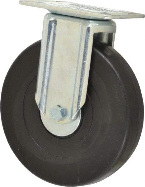 E.R. Wagner - 6" Diam x 1-3/8" Wide x 7-1/16" OAH Top Plate Mount Rigid Caster - Soft Rubber, 280 Lb Capacity, Delrin Bearing, 3-1/8 x 4-1/8" Plate - Americas Industrial Supply