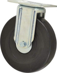 E.R. Wagner - 6" Diam x 1-3/8" Wide x 7-1/16" OAH Top Plate Mount Rigid Caster - Soft Rubber, 280 Lb Capacity, Delrin Bearing, 3-1/8 x 4-1/8" Plate - Americas Industrial Supply