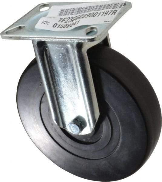 E.R. Wagner - 6" Diam x 1-3/8" Wide x 7-1/16" OAH Top Plate Mount Rigid Caster - Hard Rubber, 400 Lb Capacity, Delrin Bearing, 3-1/8 x 4-1/8" Plate - Americas Industrial Supply