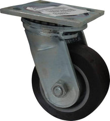 E.R. Wagner - 4" Diam x 2" Wide x 5-5/8" OAH Top Plate Mount Swivel Caster - TPR, 300 Lb Capacity, Roller Bearing, 4 x 4-1/2" Plate - Americas Industrial Supply
