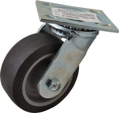 E.R. Wagner - 5" Diam x 2" Wide x 6-1/2" OAH Top Plate Mount Swivel Caster - TPR, 325 Lb Capacity, Roller Bearing, 4 x 4-1/2" Plate - Americas Industrial Supply